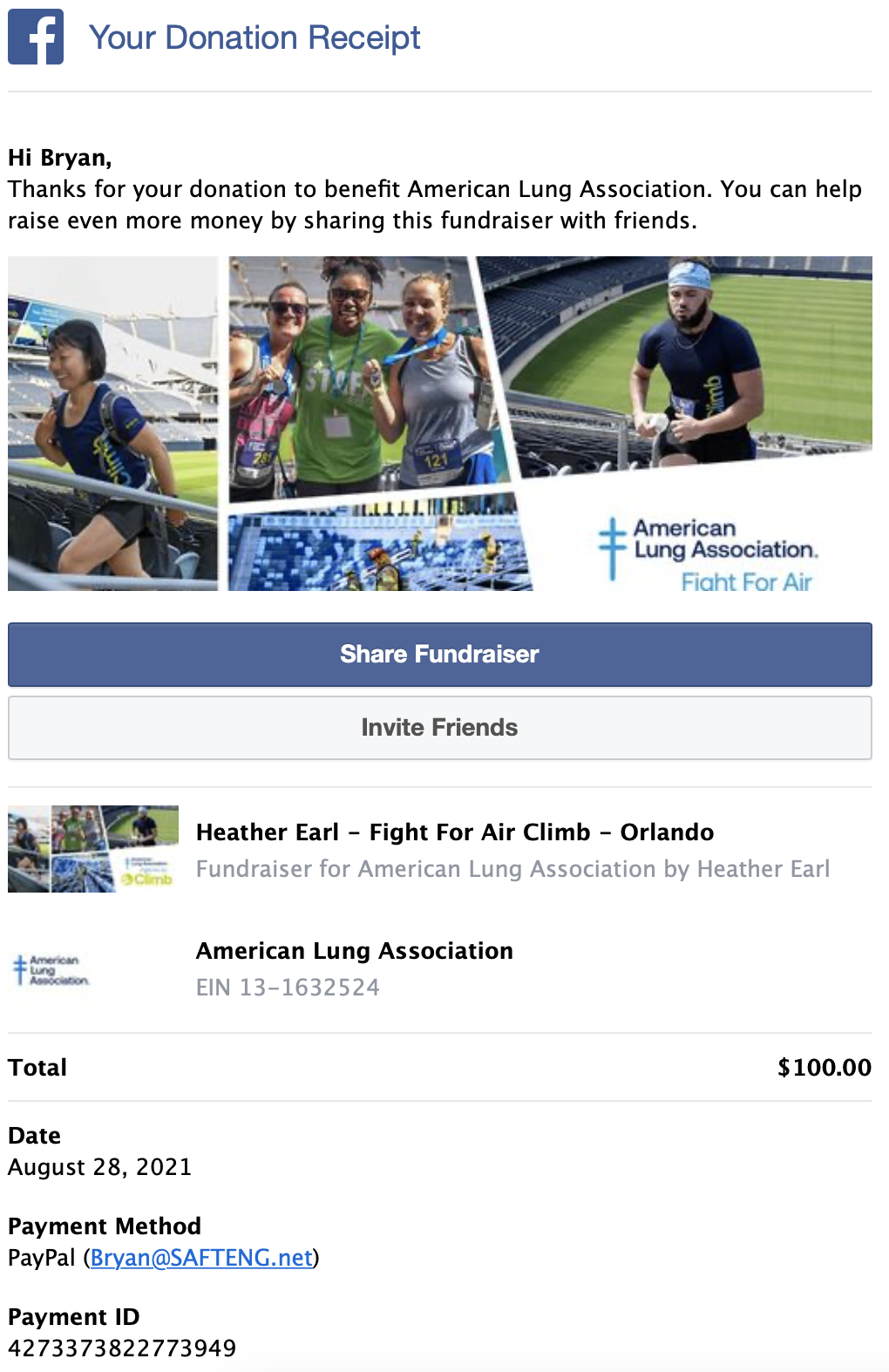 American Lung Association 2021 donation