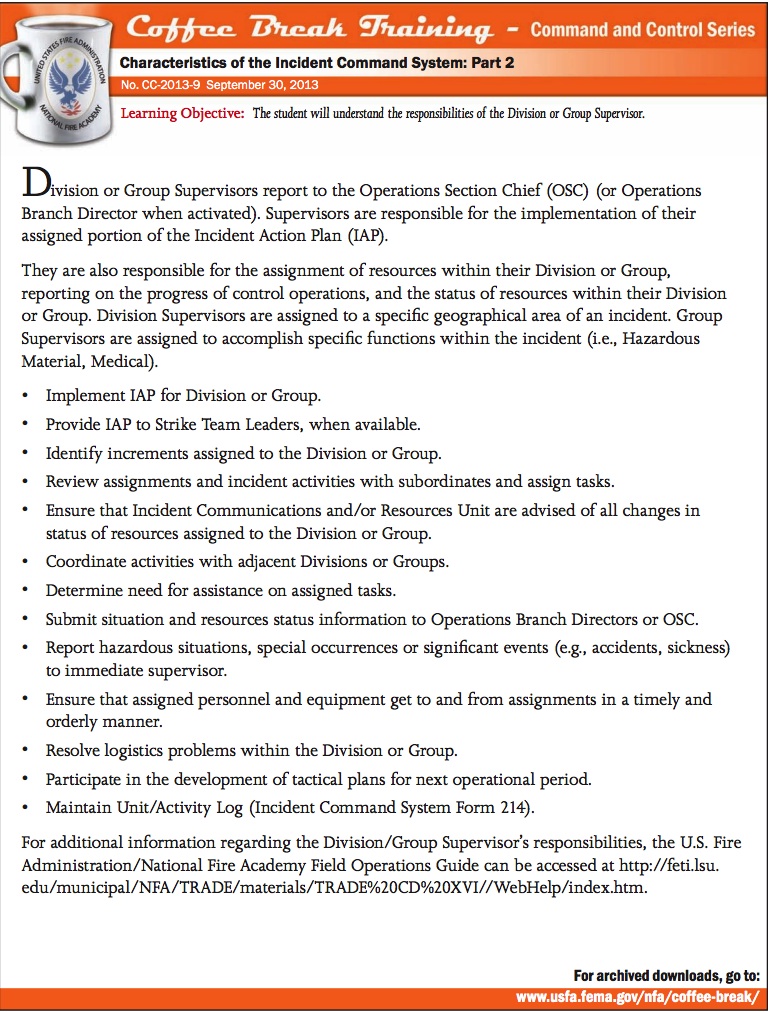 Characteristics of the Incident Command System- Part 2