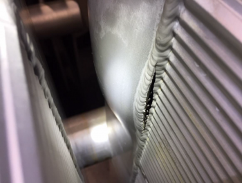 failed weld on heat exchanger plate