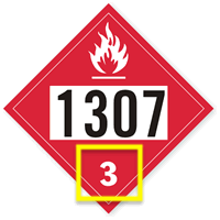 Xylenes Placard HAzard Class 3 highlighted