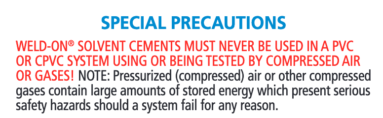 weld on pressure testing warning