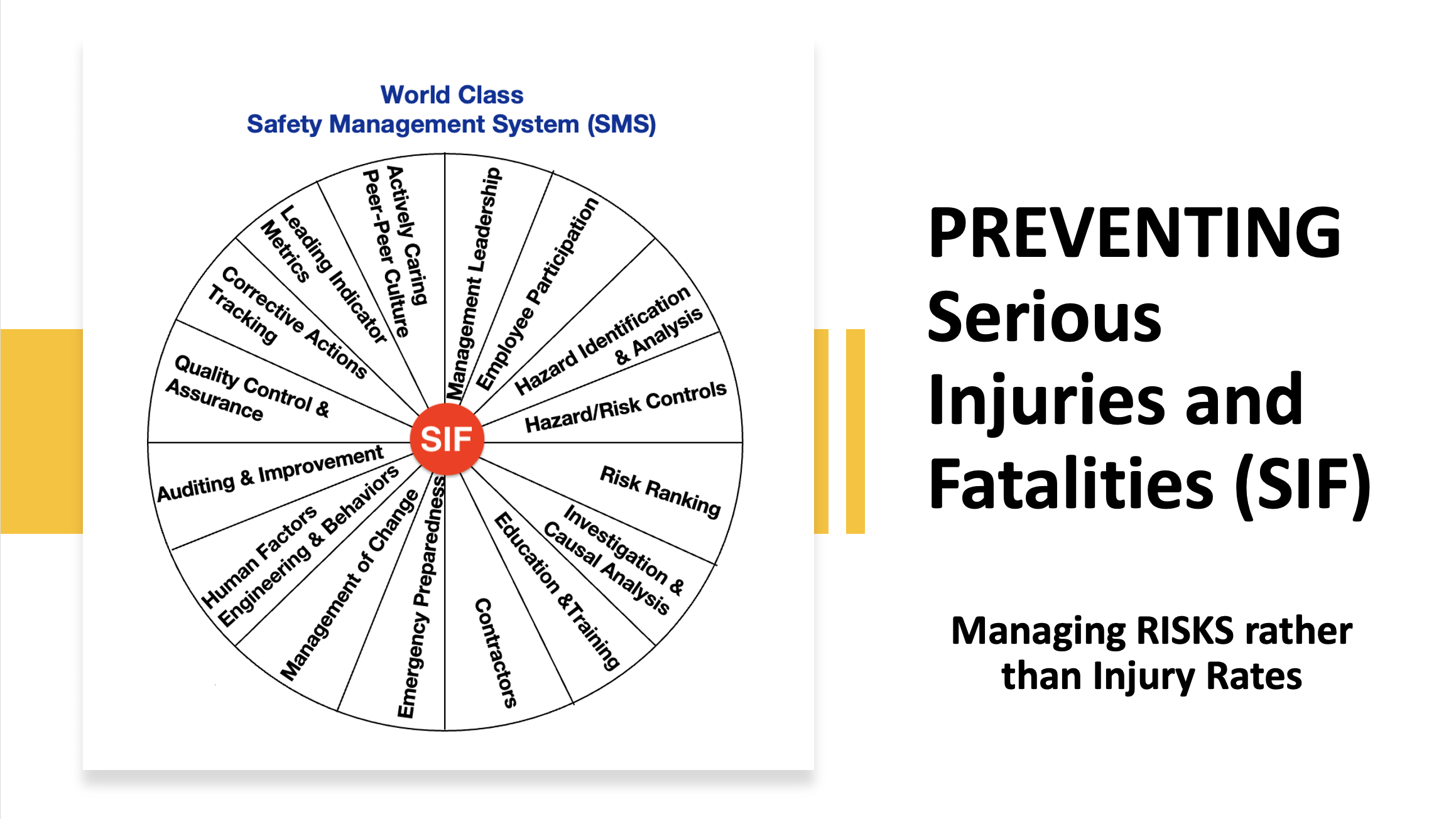 PREVENTING Serious Injuries and Fatalities SIF Managing RISKS rather than Injury Rates