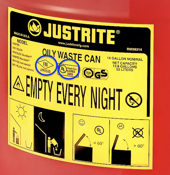 FM UL approved Safety can label