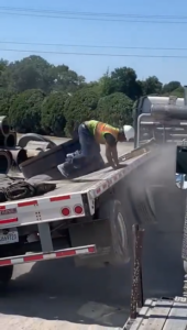 Loading a Steel Roll Onto a Flat Bread Truck