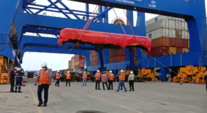 Crane Drops Load Dock