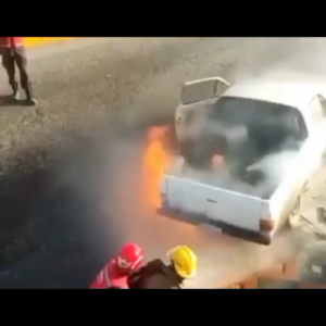 Water Stream Shot Down Fuel Tank it Backfires (Graphic)